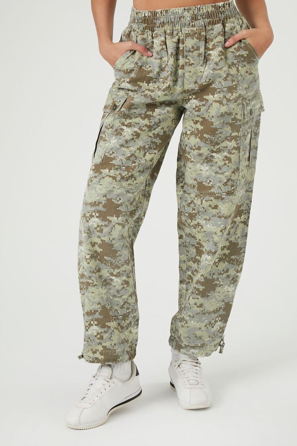 Twill Camo Print Cargo Joggers